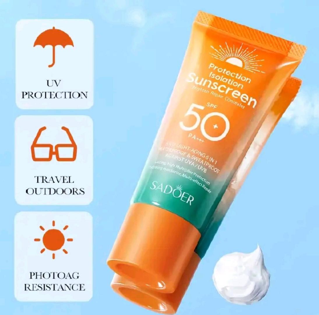 Sadoer Sunscreen SPF 50 PA +++, Brighten Repair Concealer, Protection Isolation Sunscreen , Moisturizing anti light ageing Sunscreen