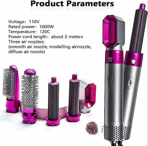 5 In 1 Hair Dryer Comb One Step Multi Functional Hair Curling Styling Straightener Hair Roller Comb Hot Air Styler Hair Curler Electric Air Iron Wand Brush
TP-5+1 Electric 5in1 hot air styler (1kw)