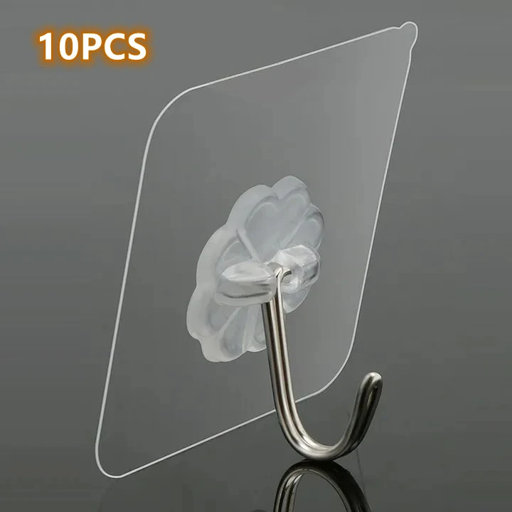 【Promotion】Set of 10PCS Transparent Non-marking Hook Kitchen Bathroom Accessories