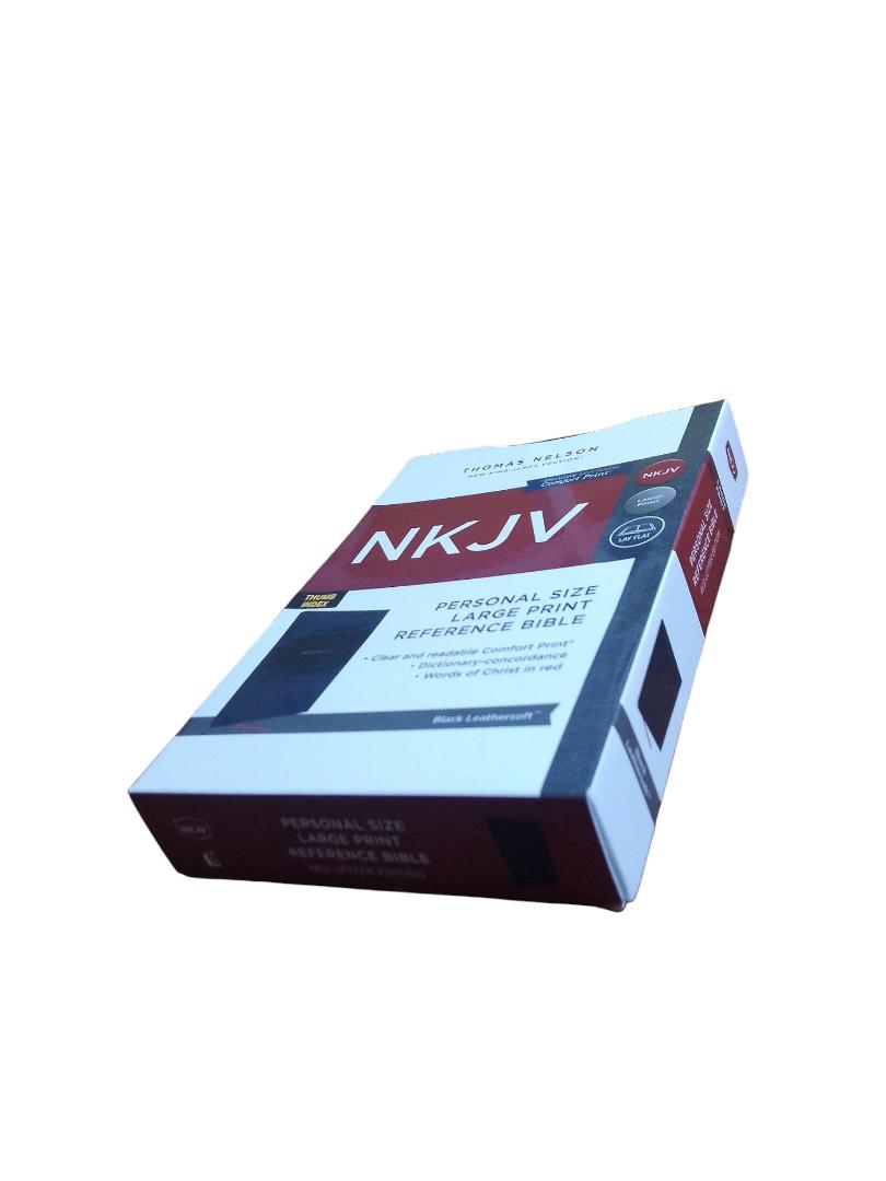 NKJV PERSONAL SIZE LARGE PRINT REFERENCE BIBLE, HOLY BIBLE, NEW KING JAMES VERSION BIBLE, LEATHER COVER BIBLE, THUMB INDEX BIBLE