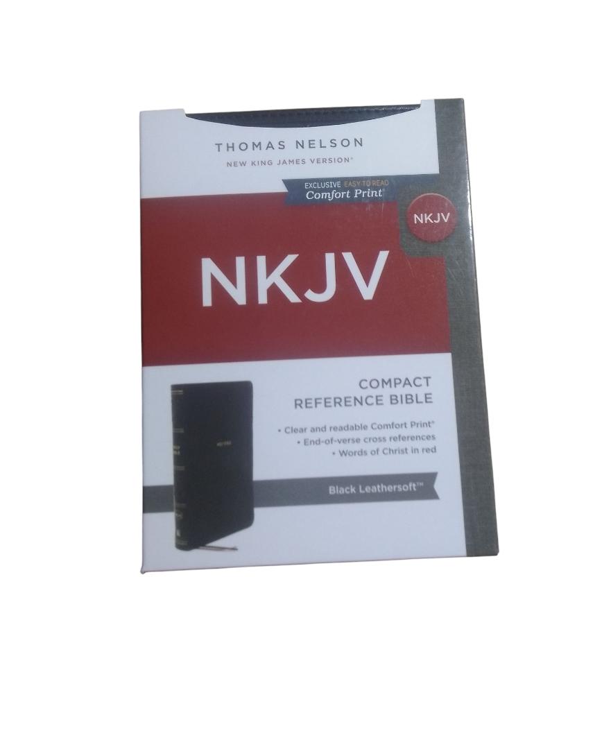 NKJV COMPACT REFERENCE BIBLE BLACK, HOLY BIBLE, NEW KING JAMES VERSION BIBLE, LEATHER COVER BIBLE, THUMB INDEX BIBLE