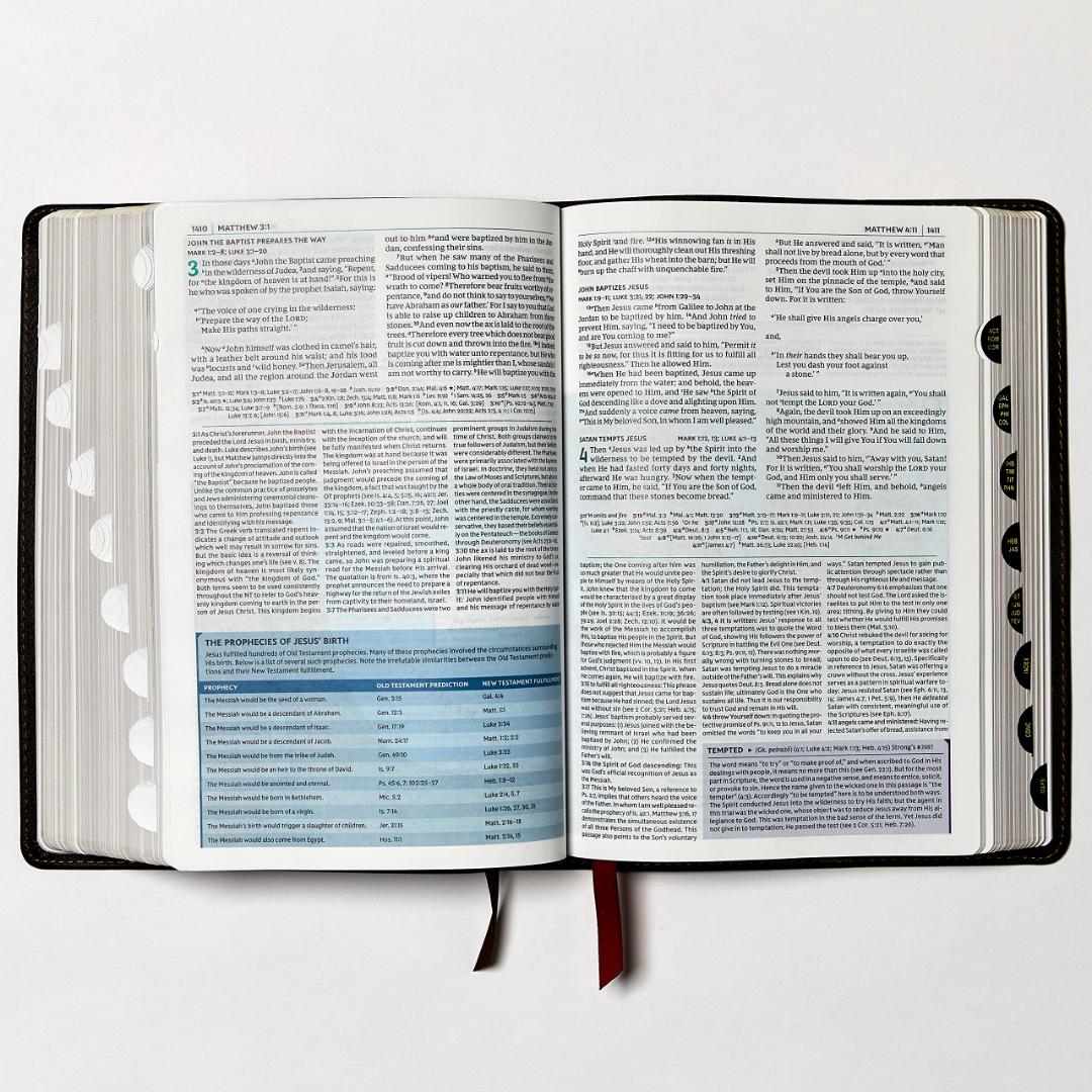NKJV PERSONAL SIZE STUDY BIBLE, HOLY BIBLE THUMB INDEX, LEATHER COVER BIBLE, NEW KING JAMES VERSION STUDY BIBLE
