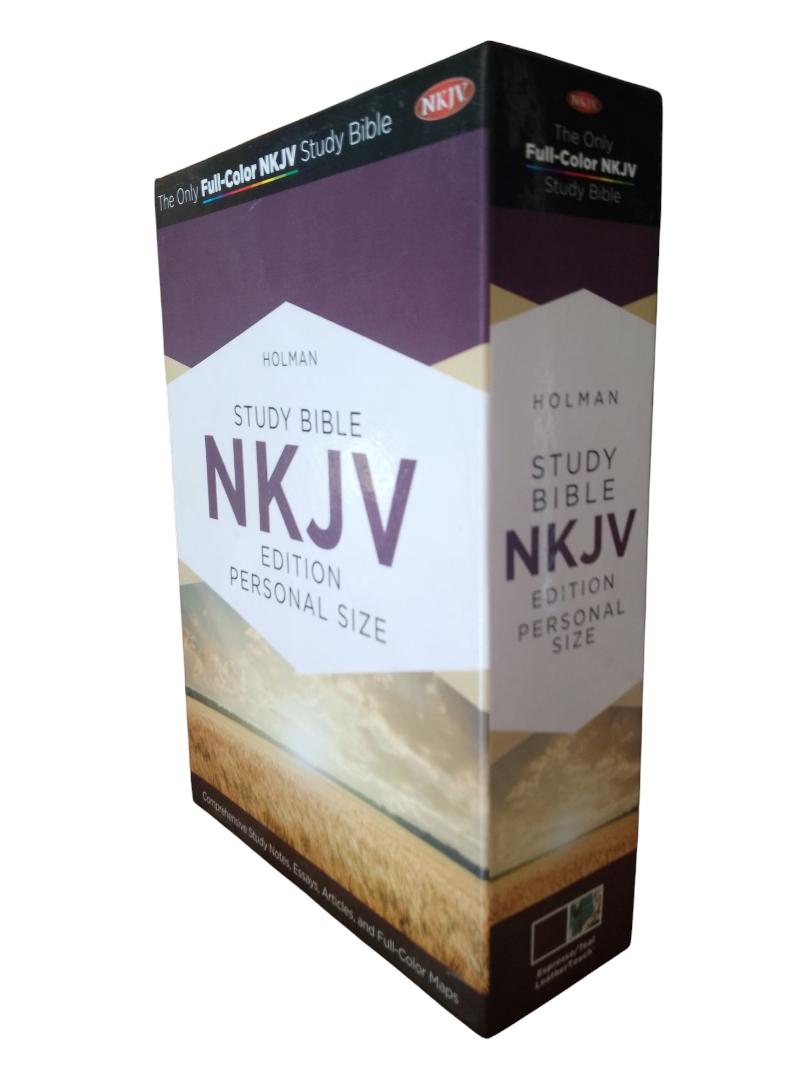 NKJV PERSONAL SIZE STUDY BIBLE, HOLY BIBLE THUMB INDEX, LEATHER COVER BIBLE, NEW KING JAMES VERSION STUDY BIBLE