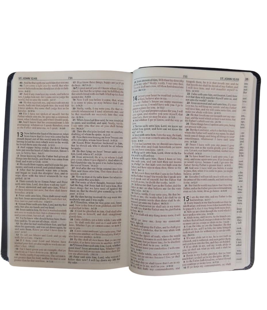 KING JAMES VERSION BIBLE,LEATHER COVER BLUE, KJV BIBLE, THINLINE BIBLE, HOLY BIBLE