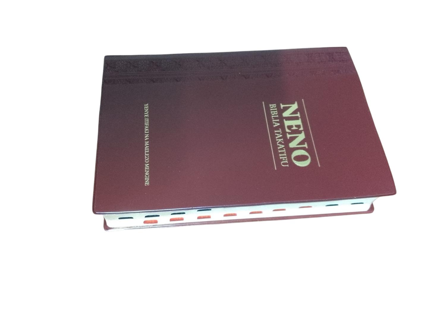 NENO BIBLICA TAKATIFU, INDEX BIBLE, SOFTCOVER BROWN, NIV BIBLE, HOLY BIBLE, NEW INTERNATIONAL VERSION BIBLE, SWAHILI BIBLE, LARGE PRINT BIBLE