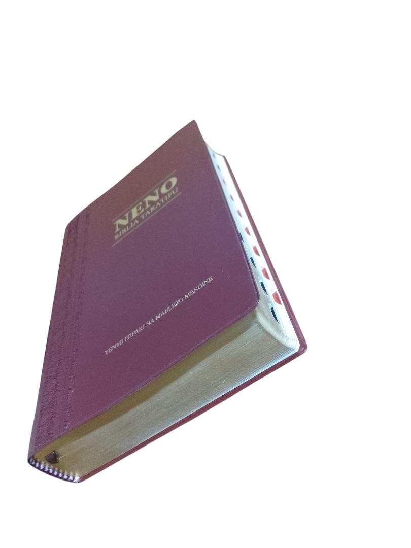 NENO BIBLICA TAKATIFU, INDEX BIBLE, SOFTCOVER BROWN, NIV BIBLE, HOLY BIBLE, NEW INTERNATIONAL VERSION BIBLE, SWAHILI BIBLE, LARGE PRINT BIBLE