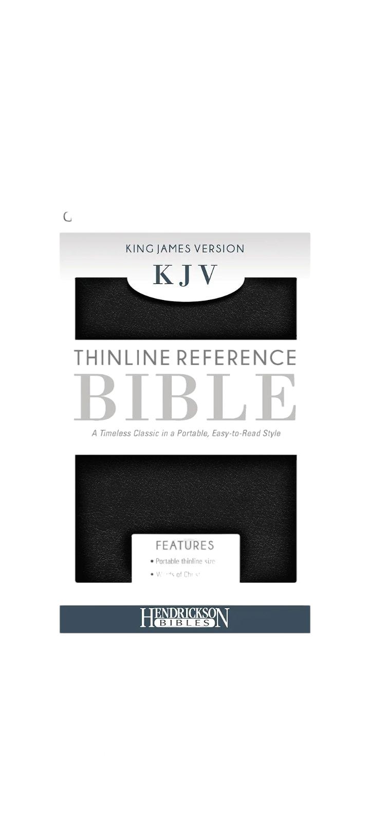 KJV THINLINE REFERENCE BIBLE, KING JAMES VERSION BIBLE, HOLY BIBLE LEATHER COVER, BLACK BIBLE