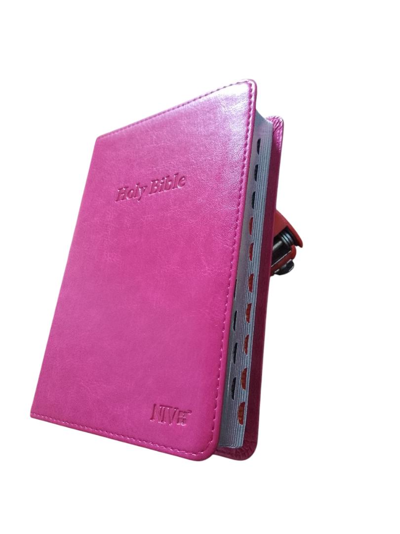 NIV medium index, compact bible, New International Version Bible, pu bible, NIV leather Cover Bible , Holy bible pink