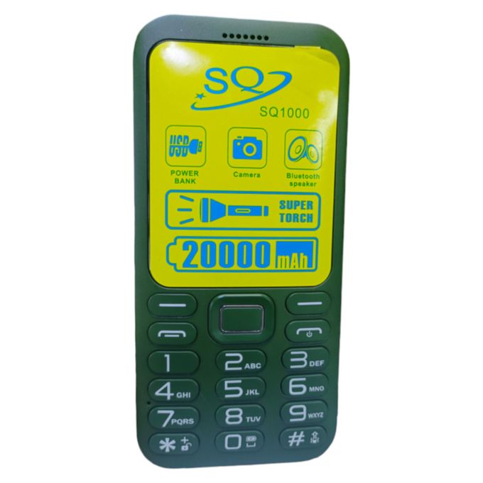 HOT DEAL!! SQ 1000 Feature Phone ,Powerbank Phone, 20000mAh Battery BT Music Property Kabambe Dual SIM Wireless FM Radio