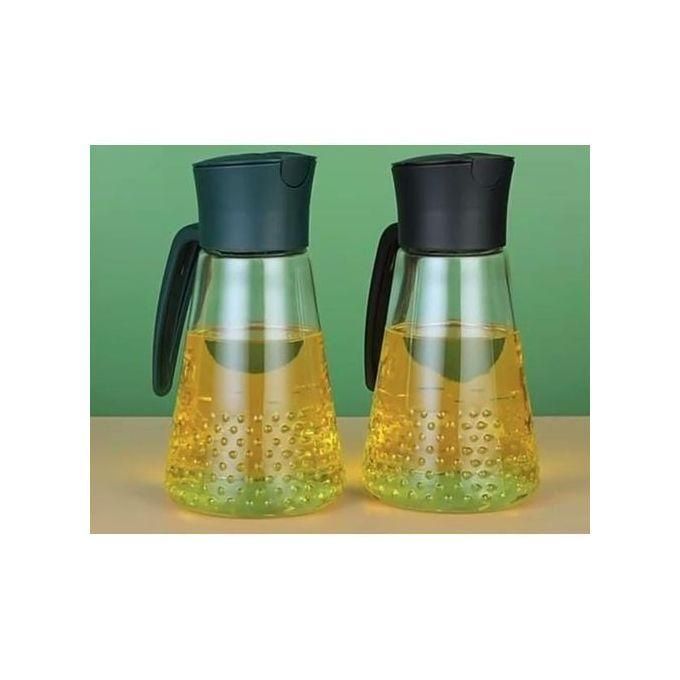(CLEARANCE SALES) Oil Dispenser Bottle Updated Cooking Container Bottle 630ml Glass Olive Oil Dispenser Non-Drip Kitchen Vinegar Barbecue Marinade Dispenser Bottle With Scale Non-Slip Handle