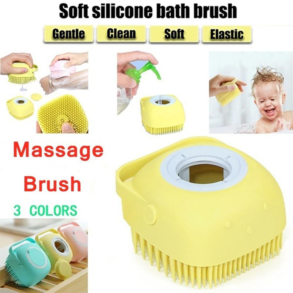 (BLACK FRIDAY  BEST OFFER) Bathing Silicone Bath Brush,Exfoliating Body Massage Brush,Silicone Scrubber Massage Brush Soft Shower Brush Suitable for Bathing with liquid soap port