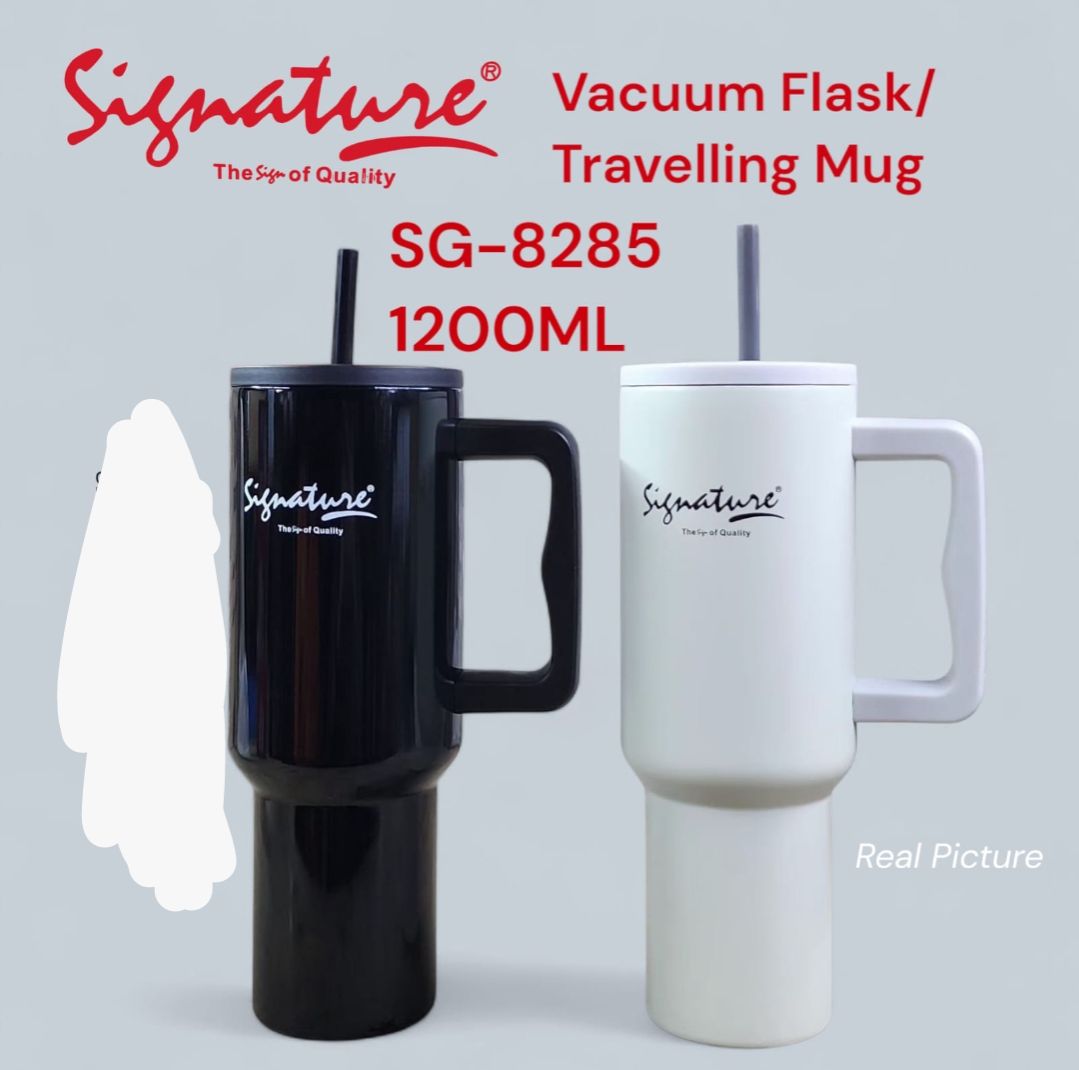(SPECIAL OFFER) SIGNATURE Stanley Cup Stainless Steel Vacuum Travel & Commuter Mug with Handle and Straw 1200ml