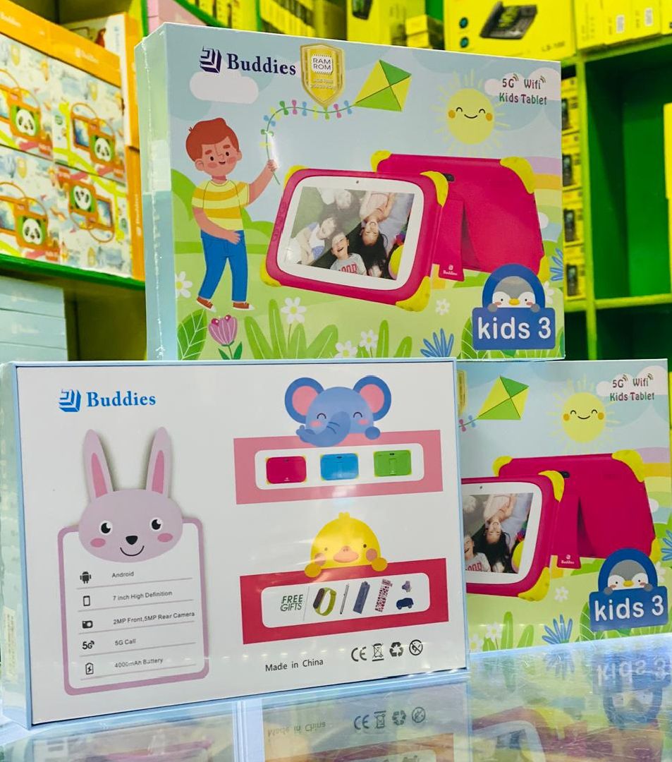 PROMOTION!!BUDDIES KIDS 3 STUDY 5G WIFI TABLETS RAM 8GB,ROM 256GB With BOTH SIM CARD SLOT AND MEMORY CARD SLOT, 2MP FRONTCAMERA,5MP REAR CAMERA  AND 7''SCREEN DISPLAY