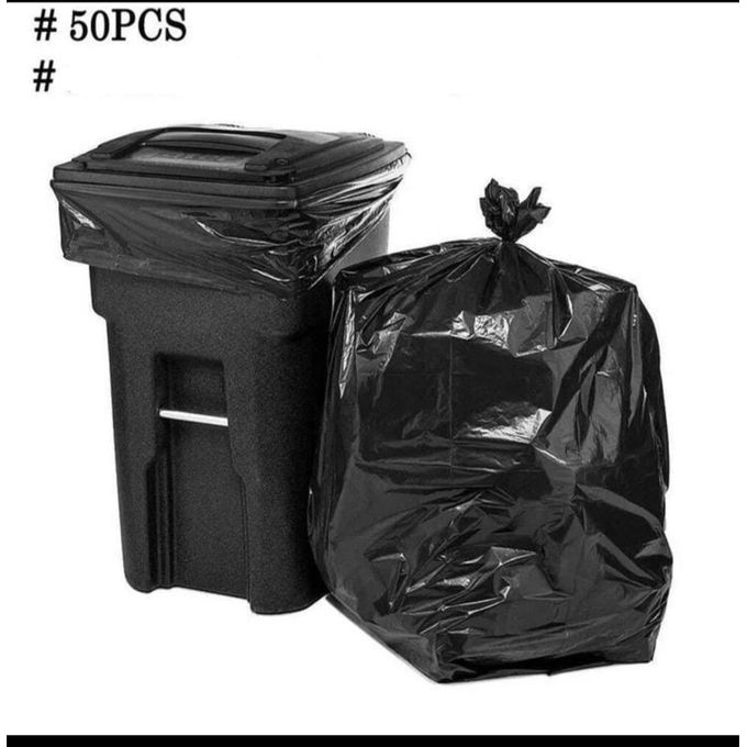 50Pcs Set Black Medium Size Garbage Bags, Heavy Duty Black Garbage Bags (MEDIUM SIZE) Eco-friendly Trash Bags Strong & Tear-Resistant Dustbin Liners for Home, Office & Commercial Waste