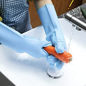 Silicon Dish-Washing Kitchen Gloves