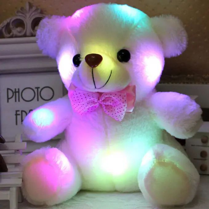 New Arrival boy Dolls Lovely Soft LED Colorful Glowing Teddy Bear Stuffed Plush Toy Gifts For Birthday girl baby toy