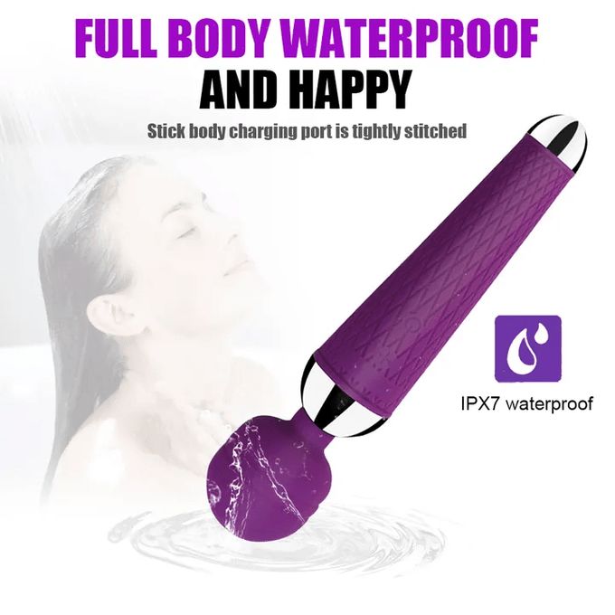 20 Modes - 8 Speed Powerful Rechargeable Magic Wand Clitoral Massager PURPLE
