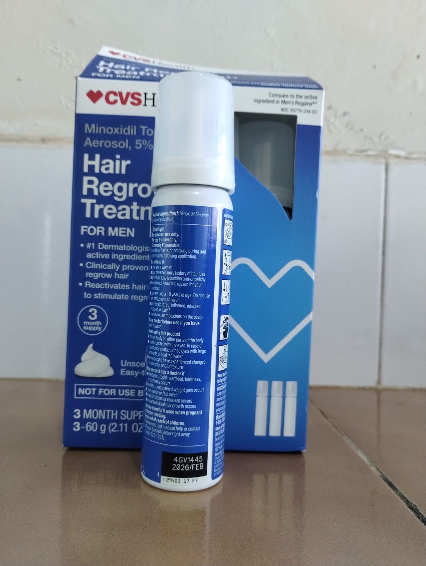 CVS Minoxidil 5% FOAM Hair Loss/Growth 1 Month Supply