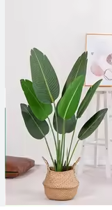 ARTIFICIAL HOME DECOR BANANA PLANT(80cm)  comes with a medium sisal basket)