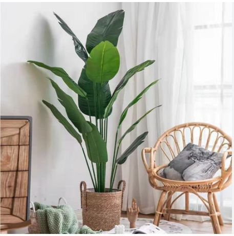ARTIFICIAL HOME DECOR BANANA PLANT(80cm)  comes with a medium sisal basket)