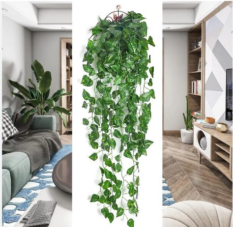 HOME DECOR BEAUTIFUL NON-FADE ARTIFICIAL/ FAKE WALL HANGING VEINS(WITH/WITHOUT HANGING VASE)-living room, dining room, kitchen, bathroom hanging vines/decorLIVINGROOM/BEDROOM/BATHROOM DECOR