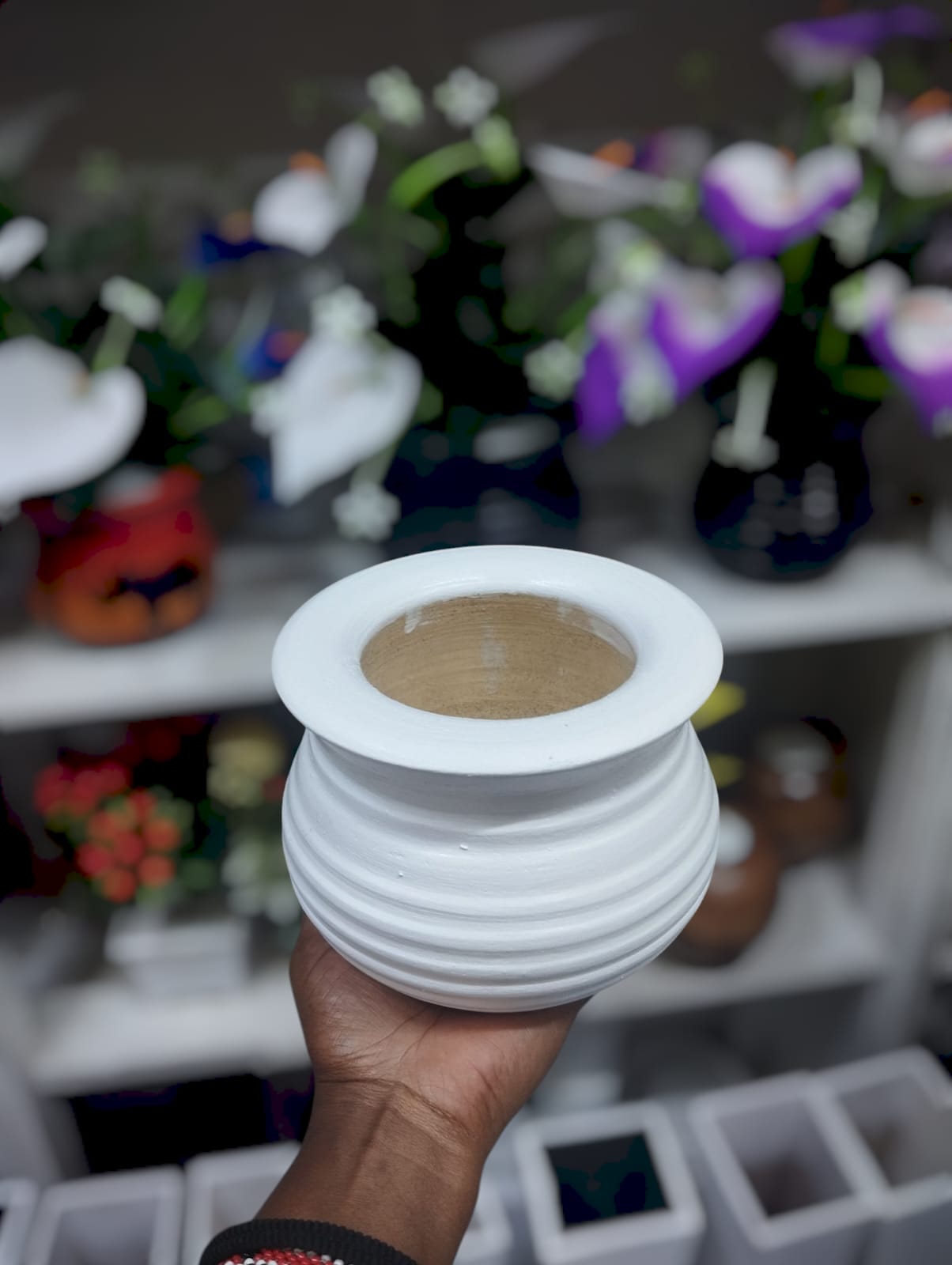 Wooden Flower Pot /Vase acts as planters for artificial flowers( no flower)