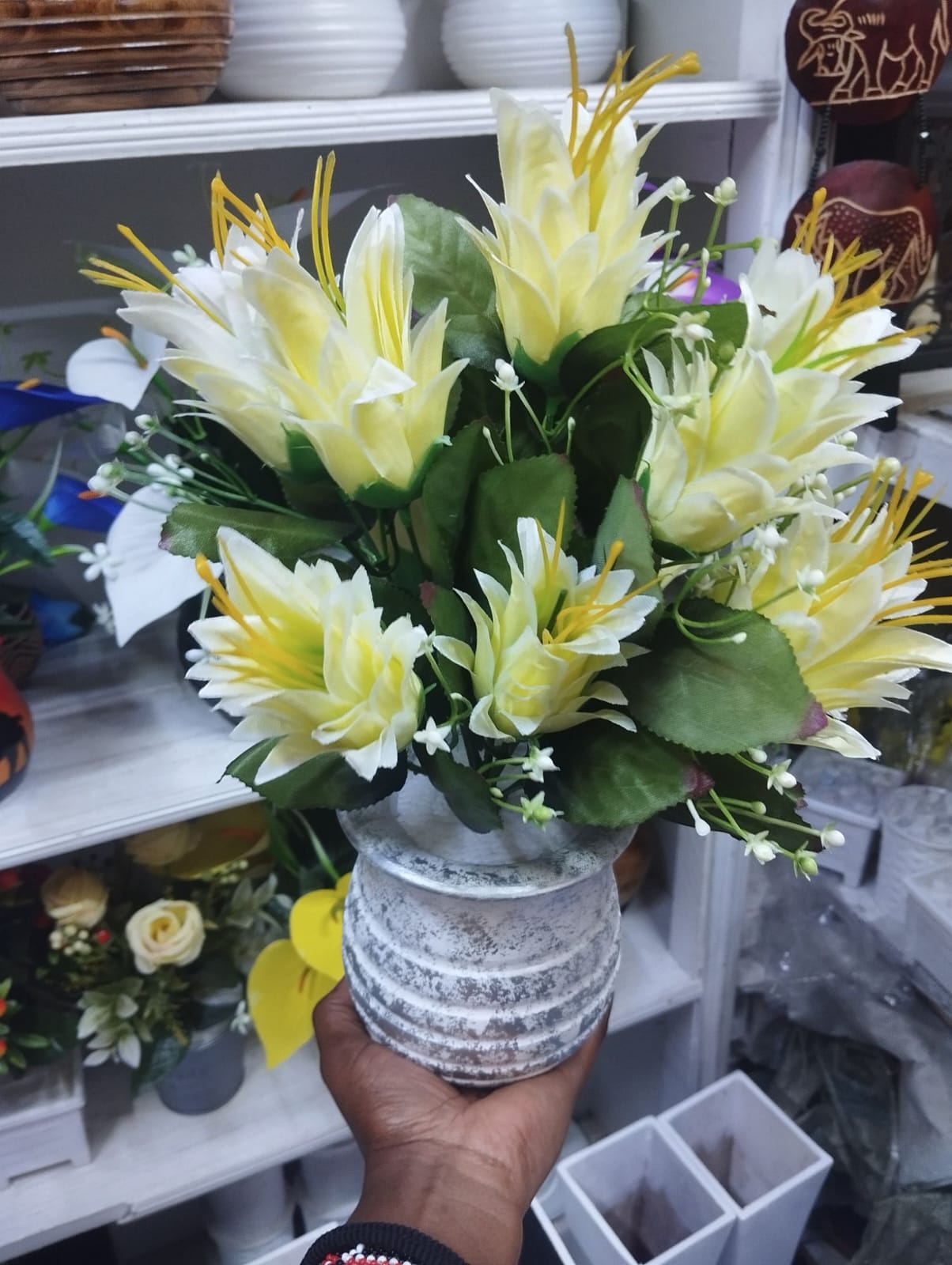 Wooden Flower Pot /Vase acts as planters for artificial flowers( no flower)