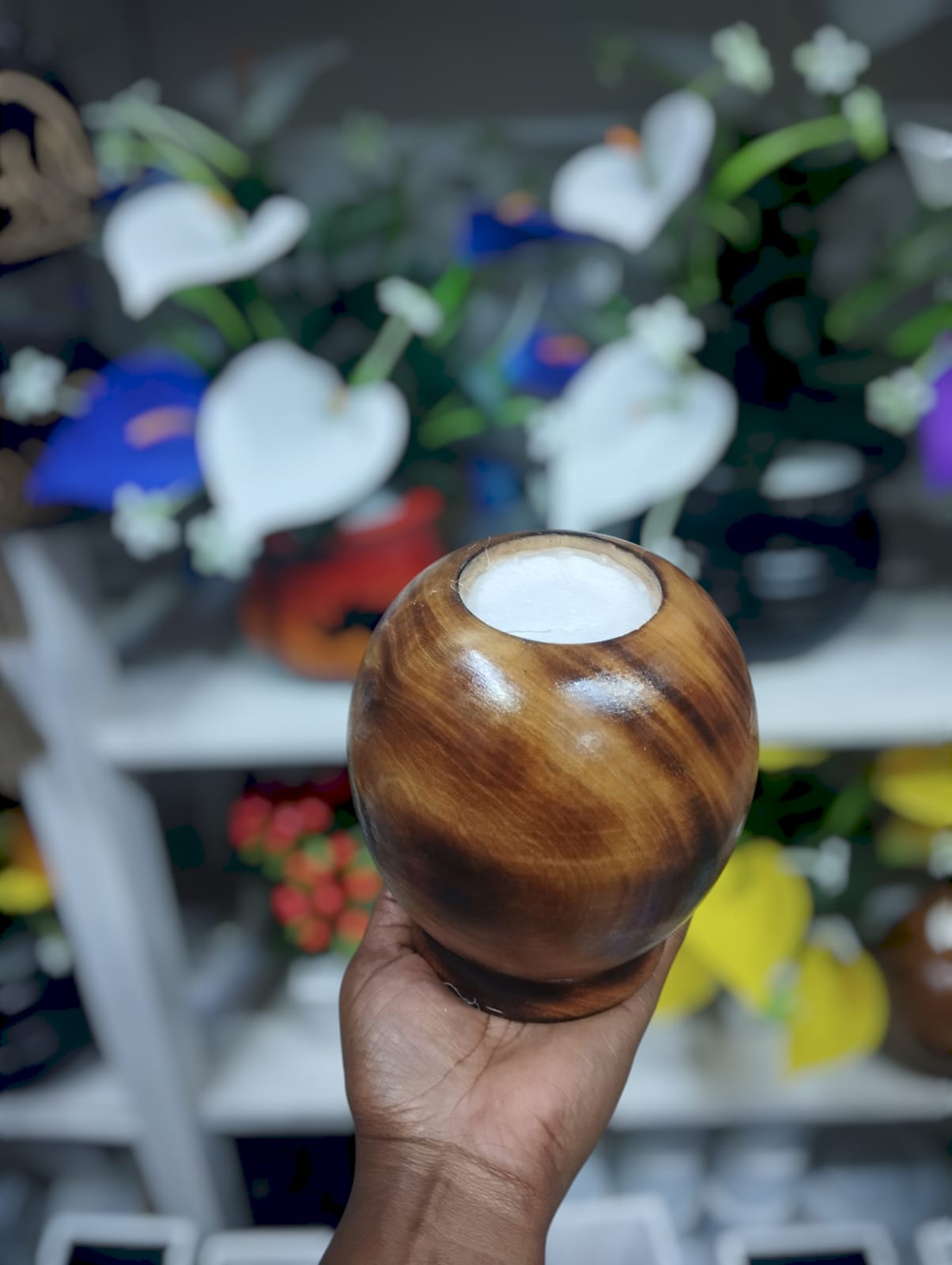 Wooden Flower Pot /Vase acts as planters for artificial flowers( no flower)