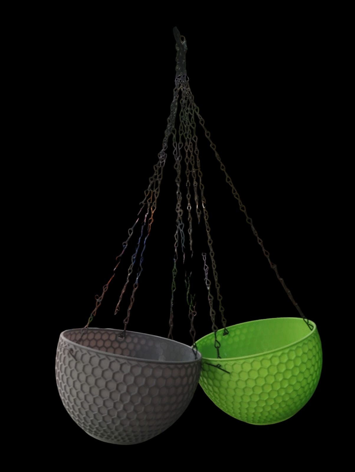 Plastic Woven Pattern Hanging Plant Pot/ Planter