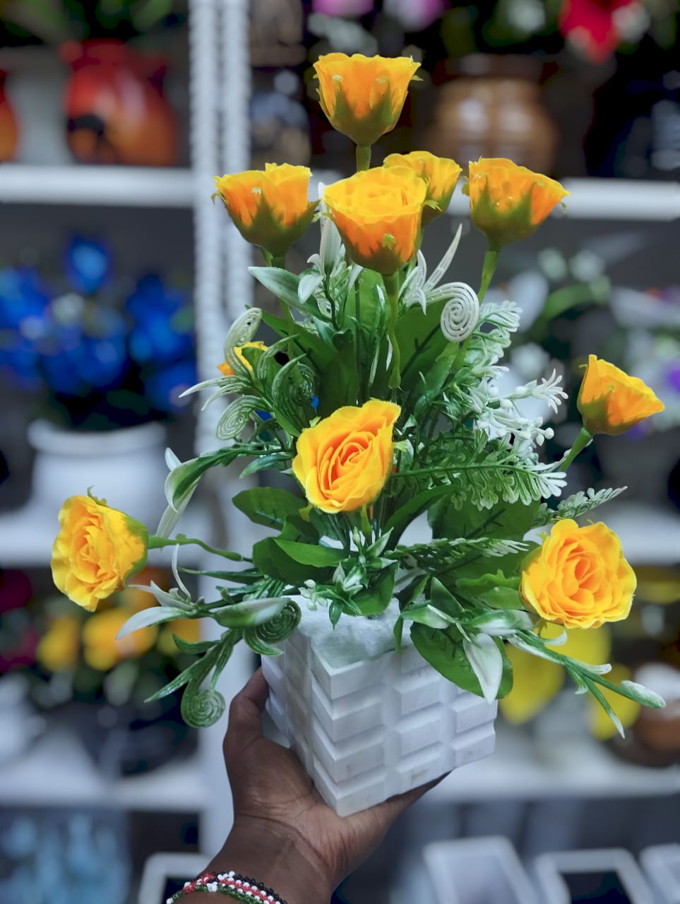Artificial Flower Plant In A White Vase