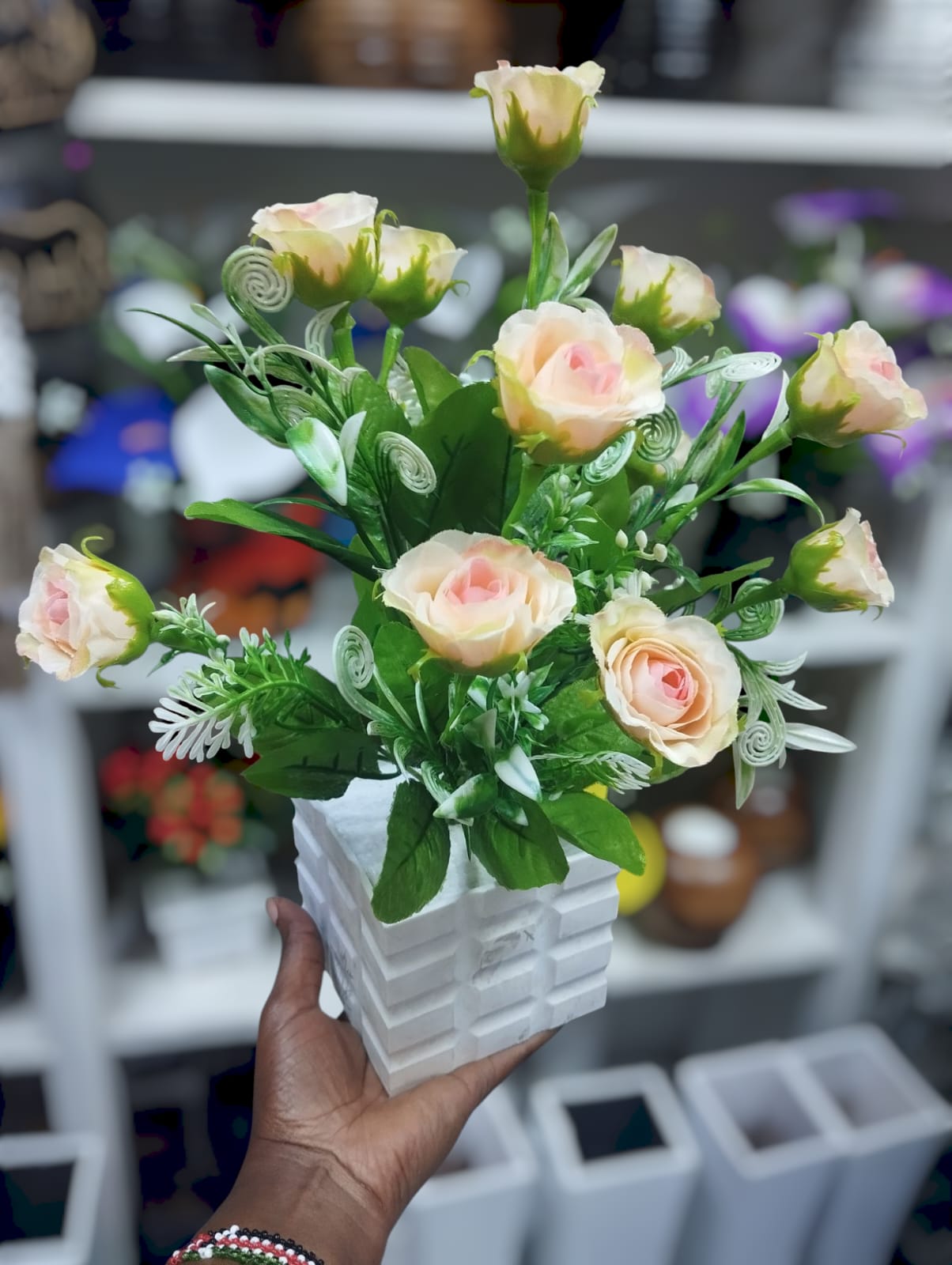 Artificial Flower Plant In A White Vase