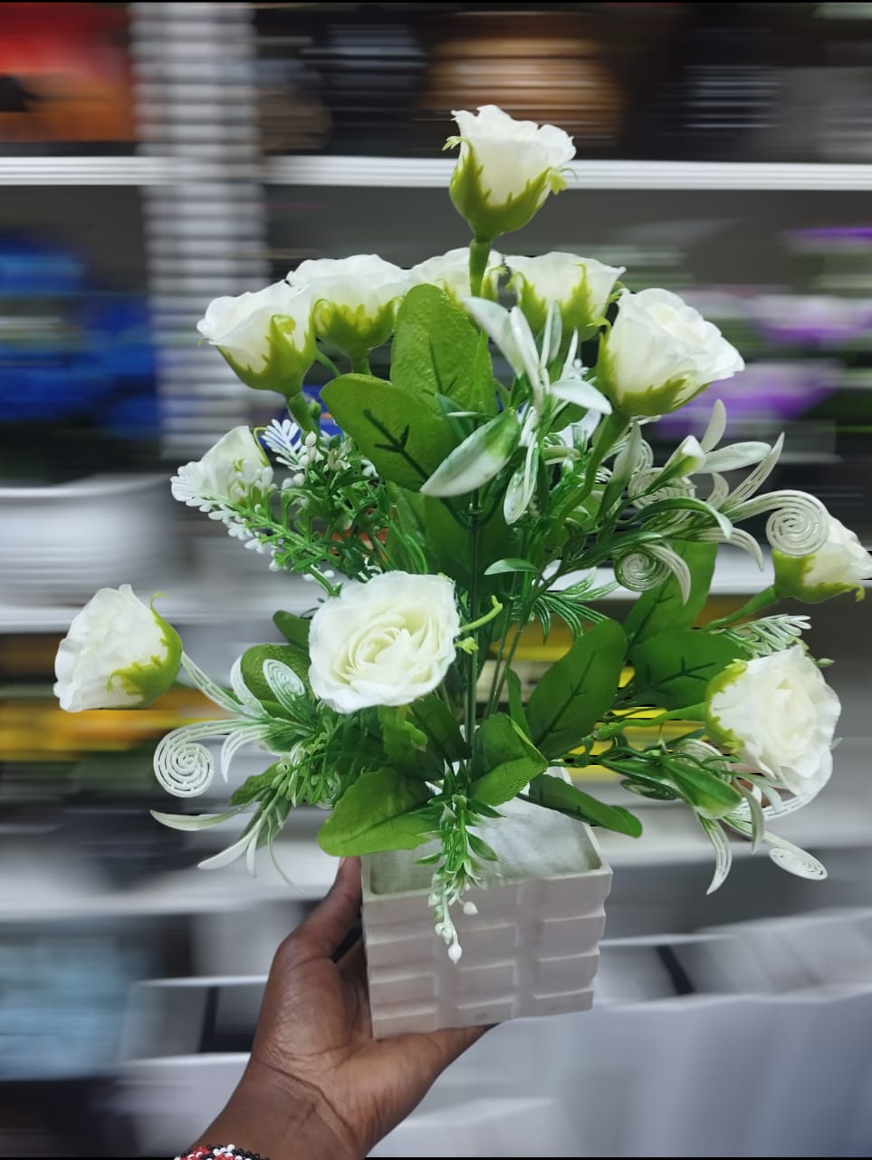 Artificial Flower Plant In A White Vase