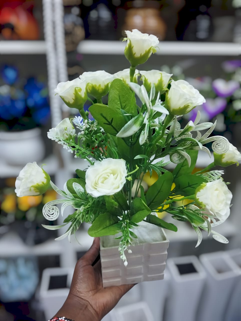 Artificial Flower Plant In A White Vase