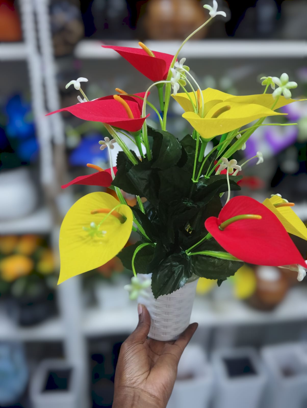 Artificial Flower Plant In A White Vase