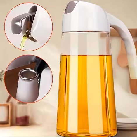 Glass Oil Pot Leak-proof Oil Jar Household Soy Sauce Vinegar Seasoning Flavor Bottle Jar Set Special Oil Container-630ml