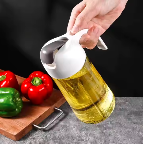 Glass Oil Pot Leak-proof Oil Jar Household Soy Sauce Vinegar Seasoning Flavor Bottle Jar Set Special Oil Container-630ml
