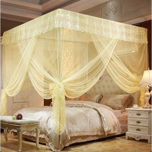 NEW ARRIVAL HIGH QUALITY Elegant Four-Poster Canopy Bed  MOSQUITO NET  with Luxurious Sheer Curtains and Decorative Accents 4 by 6, 5 by 6 and 6 by 6. color white, cream, purple....