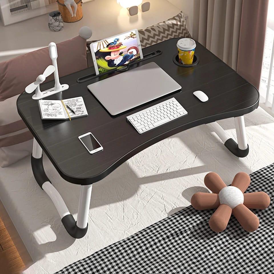 Breakfast table/work table Material -MDF Width 40cms Length 60cms Height 28cms Comes fully assembled Easy to store because the legs are foldable