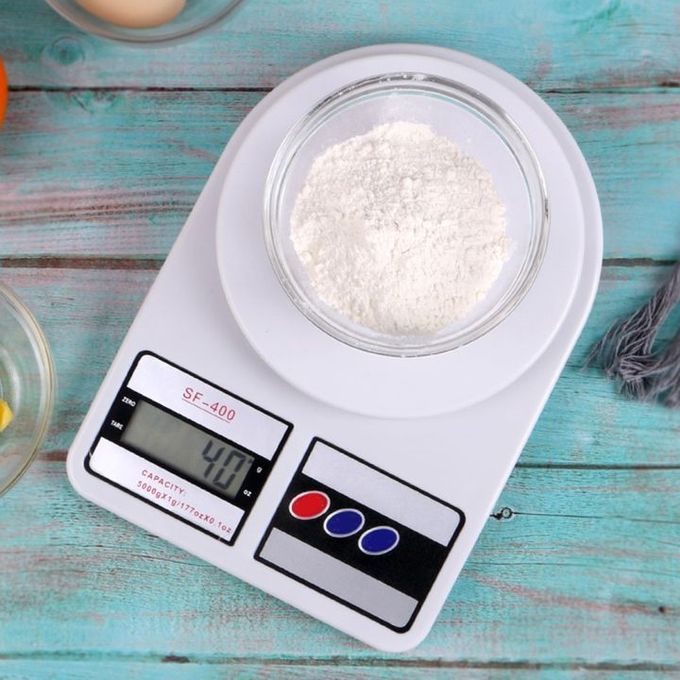 10kg Digital Kitchen Electronic Cooking Weighing Scale White- Kitchen Weighing Scale – Measures Up to 10 kg