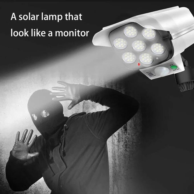 MOTION SENSOR SOLAR POWERED OUTDOOR LED STREET LIGHT WITH MOTION REMOTE CONTROL White 180 W. Solar Light Motion Sensor Dummy Camera CCTV 77 LED SOLAR LIGHT