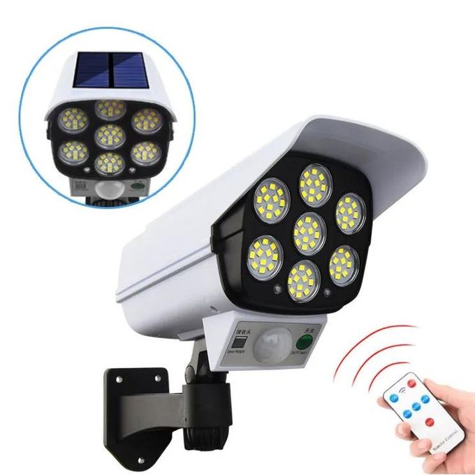 MOTION SENSOR SOLAR POWERED OUTDOOR LED STREET LIGHT WITH MOTION REMOTE CONTROL White 180 W. Solar Light Motion Sensor Dummy Camera CCTV 77 LED SOLAR LIGHT