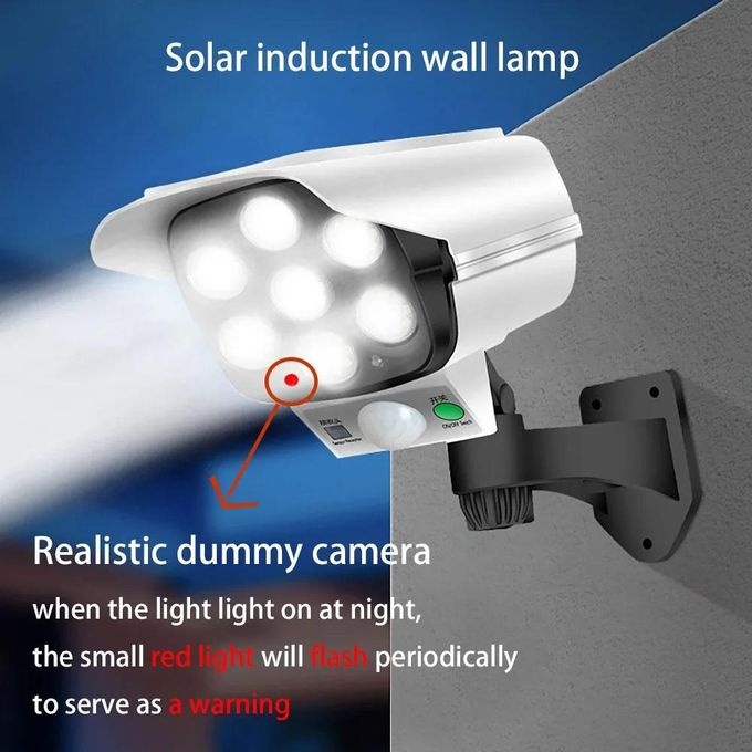 MOTION SENSOR SOLAR POWERED OUTDOOR LED STREET LIGHT WITH MOTION REMOTE CONTROL White 180 W. Solar Light Motion Sensor Dummy Camera CCTV 77 LED SOLAR LIGHT