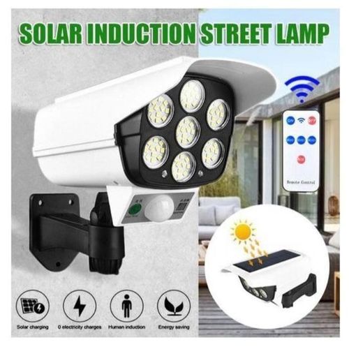 MOTION SENSOR SOLAR POWERED OUTDOOR LED STREET LIGHT WITH MOTION REMOTE CONTROL White 180 W. Solar Light Motion Sensor Dummy Camera CCTV 77 LED SOLAR LIGHT