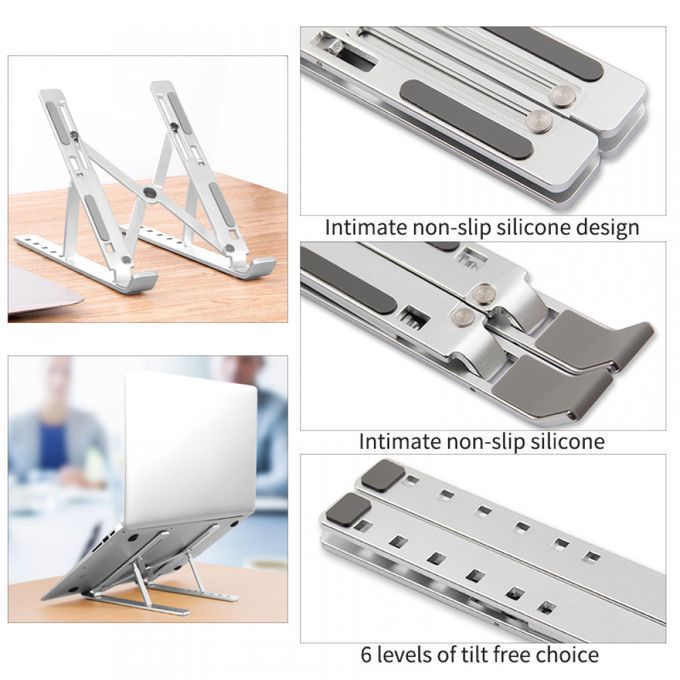 Ergonomic & Sturdy Metallic Foldable Adjustable Laptop Stand Bracket – Multi-Angle, Portable, and Non-Slip for Laptops, Tablets, and Phones