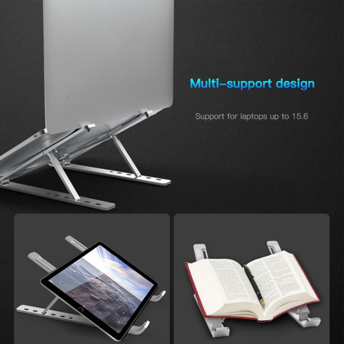 Ergonomic & Sturdy Metallic Foldable Adjustable Laptop Stand Bracket – Multi-Angle, Portable, and Non-Slip for Laptops, Tablets, and Phones