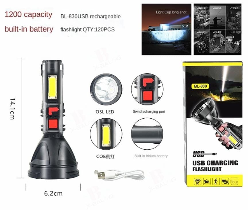 4-Mode Extra Bright Flashlight Torch – High-Powered LED with Adjustable Modes for Outdoor & Emergency Use