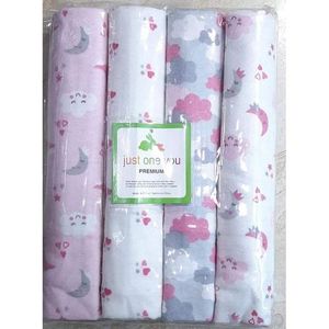 NEW ARRIVAL – 4PC Pretty Cotton Shawl and Flannel Blanket Set for Newborn Baby Girls – Soft, Warm, and Gentle Essentials for Everyday Comfort