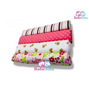 NEW ARRIVAL – 4PC Pretty Cotton Shawl and Flannel Blanket Set for Newborn Baby Girls – Soft, Warm, and Gentle Essentials for Everyday Comfort