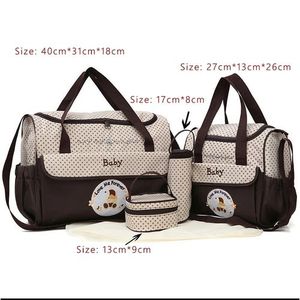 NEW ARRIVAL – 5pcs Large Capacity Mother Diaper Bag Set with Nursing Bag, Bottle Holder, Accessory Pouch & Changing Pad for Travel and Daily Use