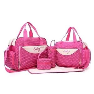NEW ARRIVAL – 5pcs Large Capacity Mother Diaper Bag Set with Nursing Bag, Bottle Holder, Accessory Pouch & Changing Pad for Travel and Daily Use